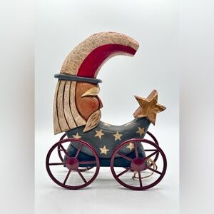 The Lori Miller Whispering Pines Carving Crescent Uncle Sam on Wheels Primitive